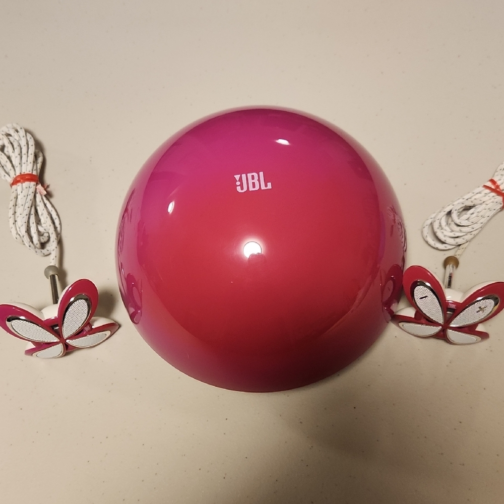 JBL Pink Spherical Speaker with Butterfly Accents